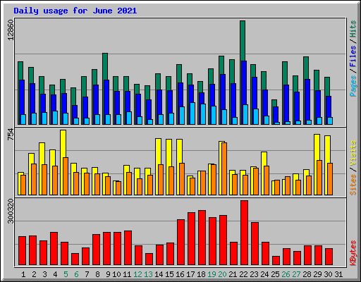 Daily usage for June 2021