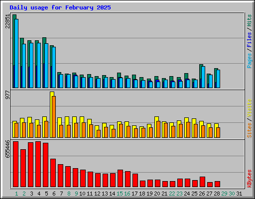 Daily usage for February 2025